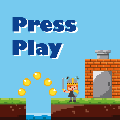 album cover for Press Play, showing a retro platform game