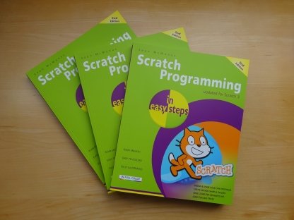 A stack of copies of Scratch Programming in Easy Steps
