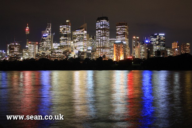 Photo of the Sydney skyline at night in Australia