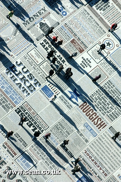 Photo of an aerial view of Blackpool's Comedy Carpet in Blackpool, UK