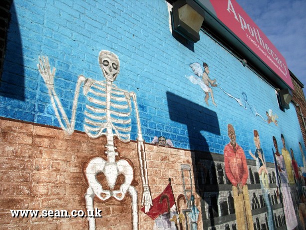 Photo of a mural on a pharmacy in Boston, USA