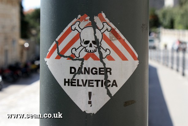 Photo of Danger Helvetica sign in Dubrovnik