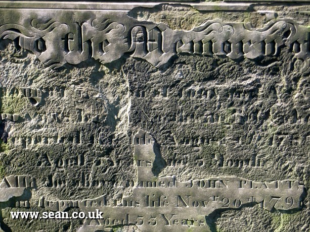 Photo of an ancient gravestone in England