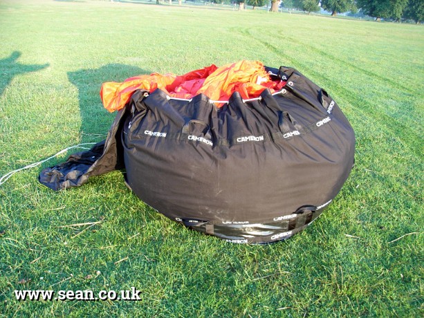 Photo of the hot air balloon envelope (packed away) in Hot Air Ballooning