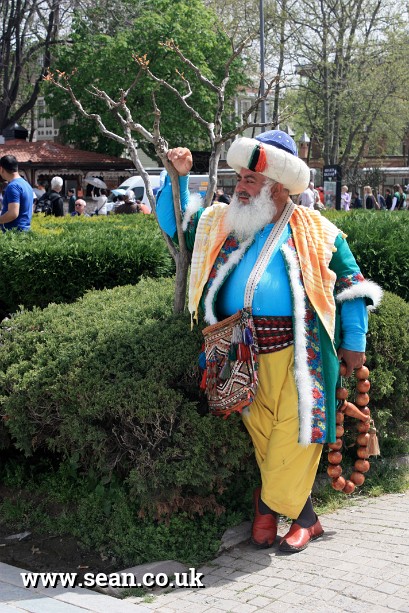 Photo of a man in Turkish costume in Istanbul, Turkey