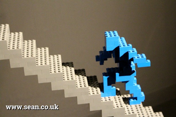 Photo of a stairway Lego sculpture in London, UK