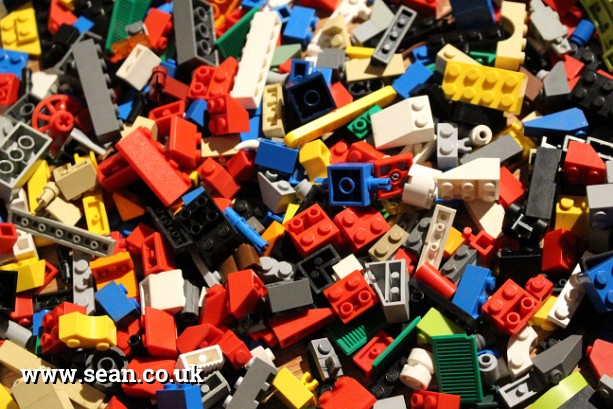 Photo of random multicoloured Lego pieces in London, UK