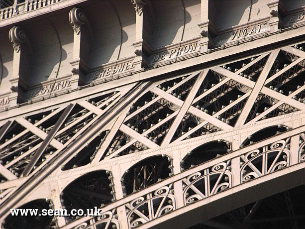 Photo of the ironwork on the Eiffel Tower, Paris in Paris, France