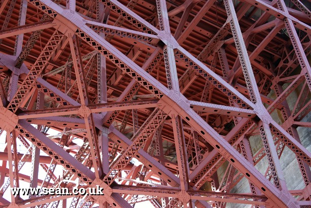 Photo of the ironwork on the Golden Gate Bridge in San Francisco, USA