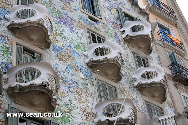 Photo of the balconies of Casa Batllo in Spain