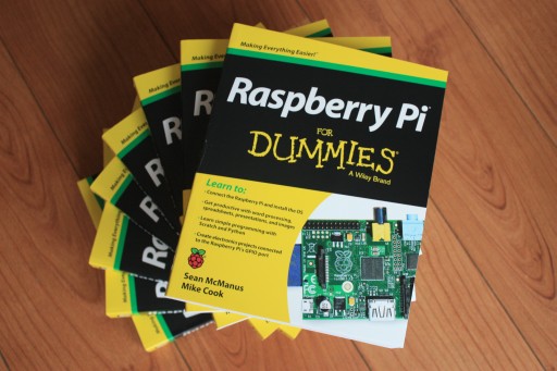 Photo of a stack of Raspberry Pi For Dummies