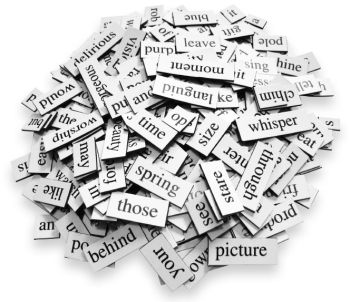 pile of magnetic poetry tiles