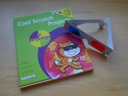 Photo of Cool Scratch Projects in Easy Steps, with anaglyph glasses