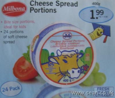 advert for cheese portions cut from supermarket flyer