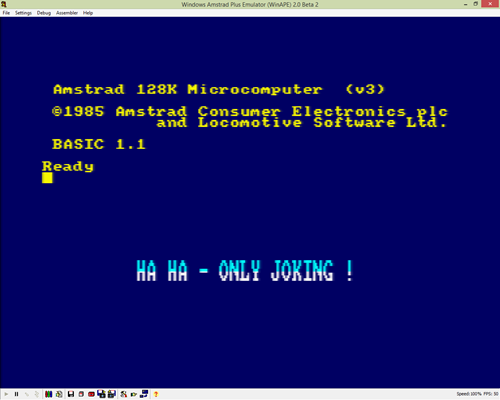Screenshot showing CPC reset screen with "Ha Ha Only Joking" on it