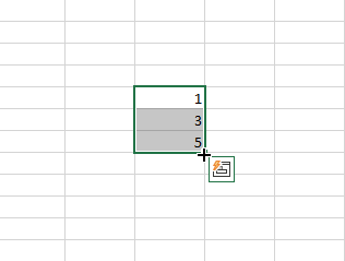 screenshot of Excel showing Fill handle