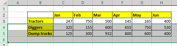 screenshot of Excel showing an example of inserting multiple rows