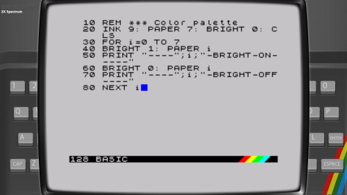 Screengrab of the BASIC editor in Recalbox