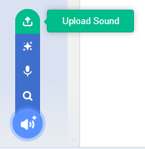 Screenshot showing the upload a sound button described above