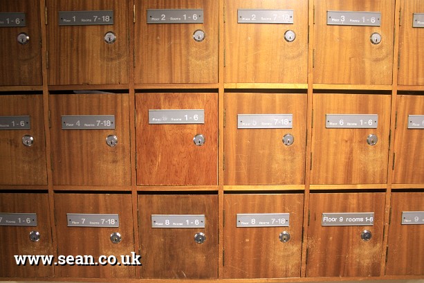 Photo of student postboxes in Birmingham, UK