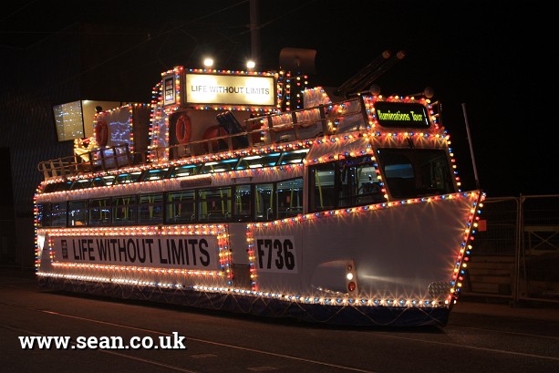 Photo of an illuminated tram in Blackpool in Blackpool, UK