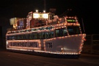 an illuminated tram in Blackpool