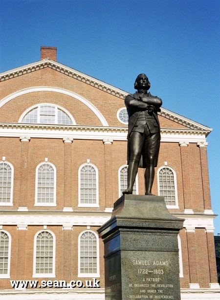 Photo of Faneuil Hall and the Samuel Adams statue in Boston, USA