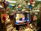 a window decorated for Obama's inauguration