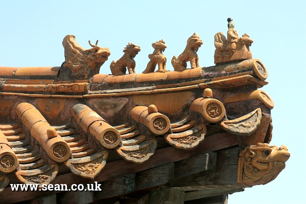 Photo of roof guardians in the Forbidden City in China