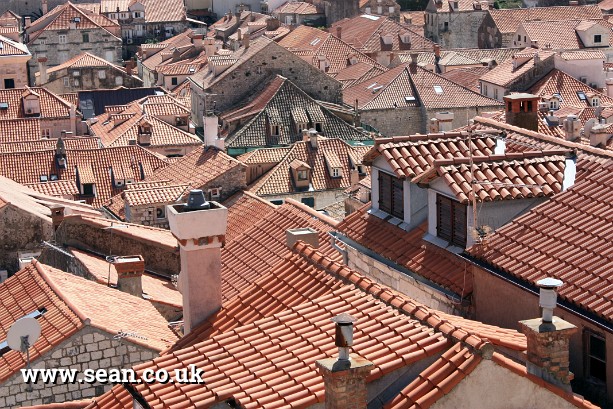 Photo of red tiled rooftops in Dubrovnik