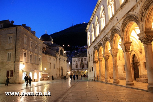 Photo of Dubrovnik city centre at night in Dubrovnik