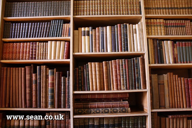 Photo of bookshelves in England