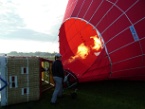 a hot air balloon being inflated