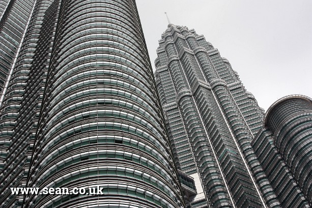 Photo of a close-up of the Petronas Towers in Malaysia