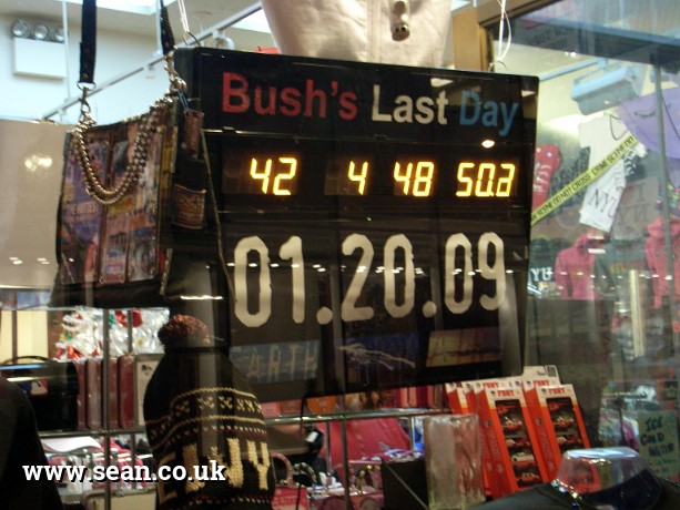 Photo of a countdown clock to Bush's last day, New York in New York, USA