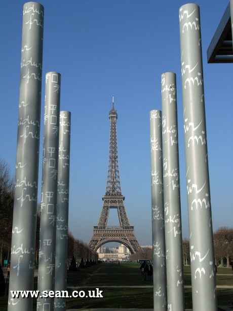 Photo of the Wall for Peace and Eiffel Tower in Paris, France