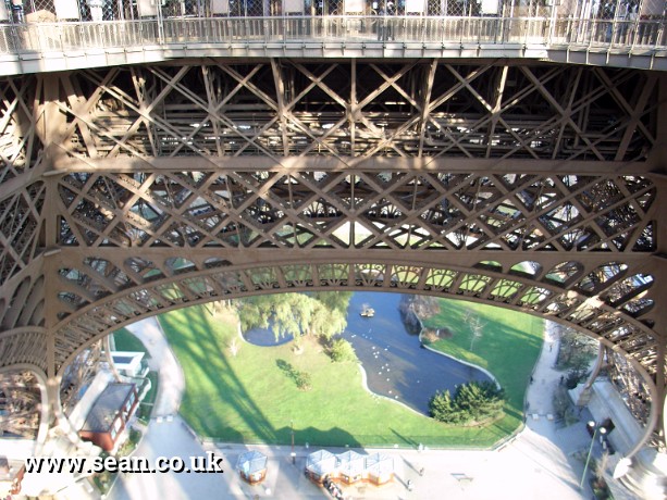 Photo of looking down from the Eiffel Tower in Paris, France