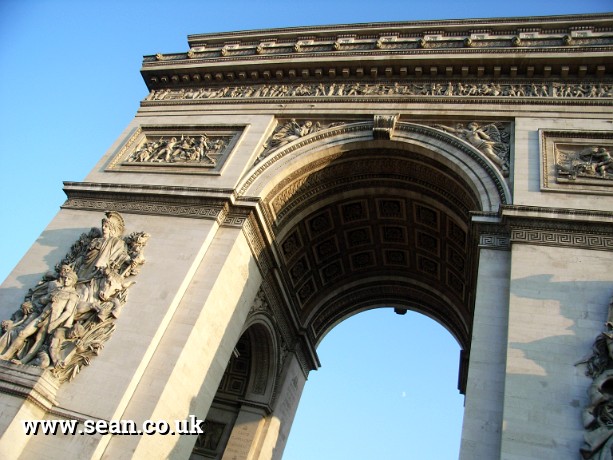 Photo of the Arc de Triomphe, up close in Paris, France