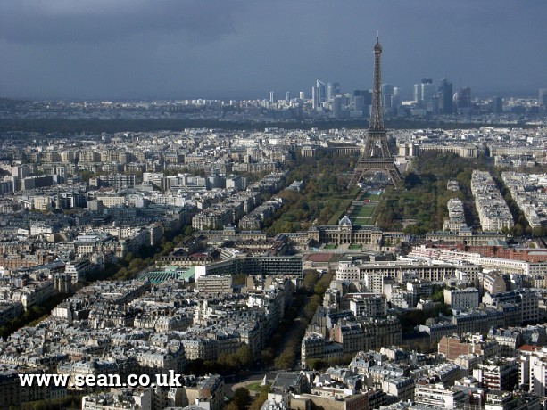 Photo of the Eiffel Tower, seen from the Montparnasse Tower in Paris, France