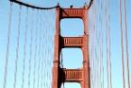 a tower and cables on the Golden Gate Bridge