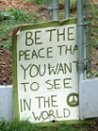 a peace sign in the Golden Gate Park