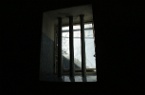 a barred window on Robben Island