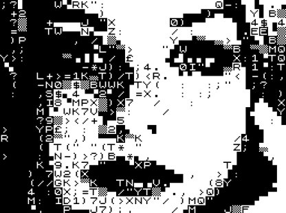 An ASCII art image of a woman's face
